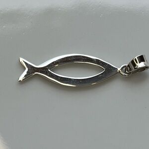 Ichthys Jesus Fish Pendant Vintage Sterling Silver 925 NOS